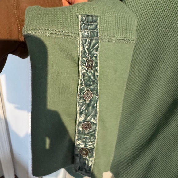 Sundance Crew Thermal Knit Long Sleeve Ribbed Top Green Women L - Picture 3 of 8